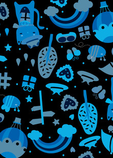 蓝色卡通元素图案背景