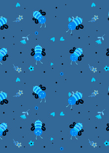 蓝色卡通图案无缝背景图