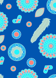 蓝色民族风花卉图案背景