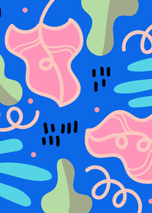 梦幻蓝底抽象植物图案