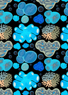 蓝色梦幻海洋元素图案