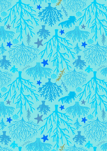 蓝色雪花松树图案背景