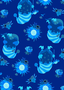 蓝色海洋生物无缝图案