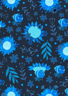 蓝色花卉图案背景纹理