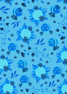 蓝色花卉图案背景纹理
