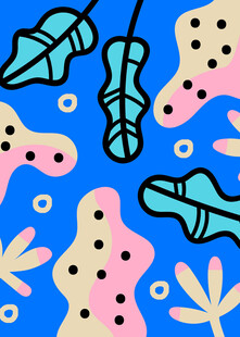 梦幻蓝底植物装饰图案