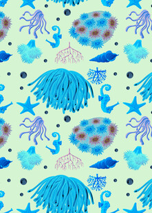 海洋生物图案的清新背景
