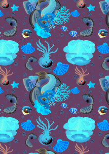 梦幻海洋生物无缝图案