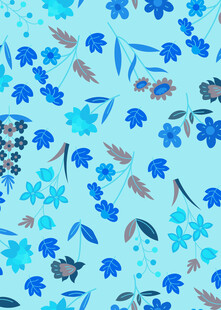 蓝色花卉图案背景纹理