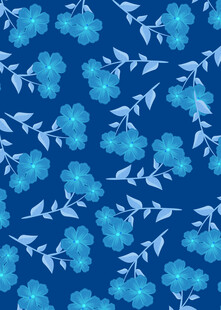 蓝色花卉图案背景纹理