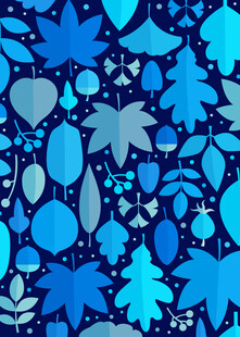 蓝色梦幻树叶心形图案