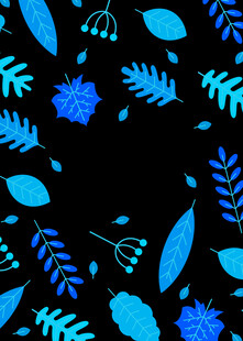 蓝色植物图案背景