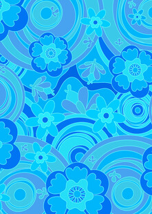 蓝色花卉几何图案背景