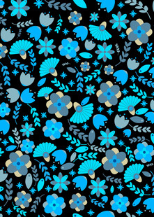 蓝色花卉图案背景纹理
