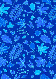 蓝色植物花卉图案背景