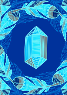 蓝色宝石与羽毛装饰图案