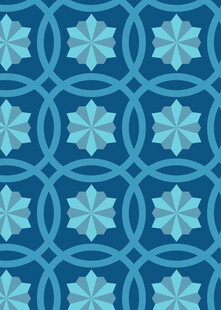 蓝色雪花几何图案背景