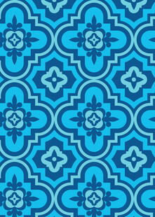 蓝色几何花纹无缝图案