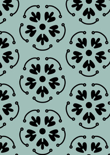 蓝底黑花纹样几何图案