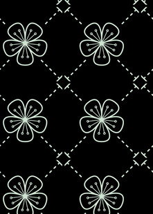 黑色底白色四叶草花纹图案