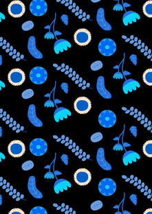 蓝色花卉图案背景纹理