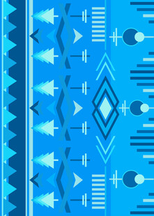 蓝色几何图案民族风织物