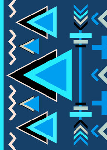 几何图案构成的蓝色装饰画