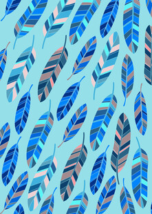 蓝色羽毛图案布料纹理