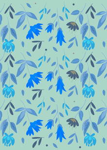 蓝绿植物图案背景纹理