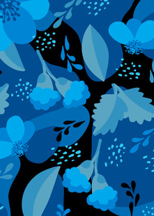 蓝色花卉叶子图案背景
