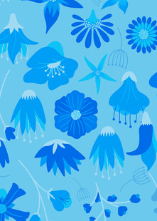 蓝色海洋风花卉图案背景