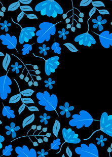蓝色花卉边框背景图案