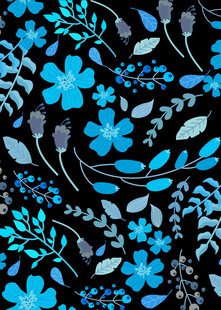 蓝色花卉图案背景纹理
