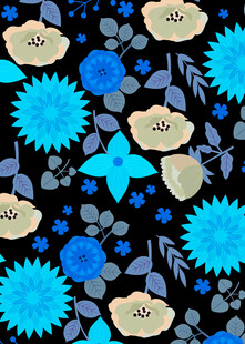 蓝色花卉图案背景设计