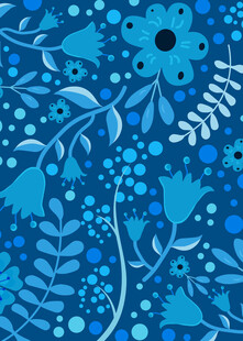 蓝色花卉植物图案背景