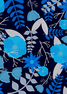 蓝调花卉图案背景