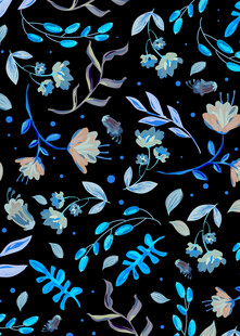 黑色底花卉植物图案设计