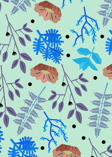 清新花卉植物图案背景