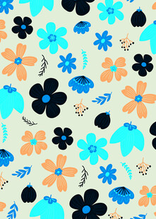 多彩花卉图案布料纹理