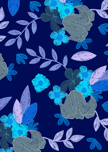 深蓝花卉图案背景纹理