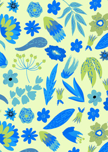 清新蓝黄花卉图案背景