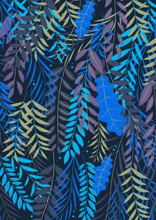 蓝紫叶系抽象图案设计
