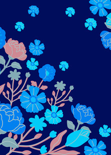 深蓝背景花卉图案设计