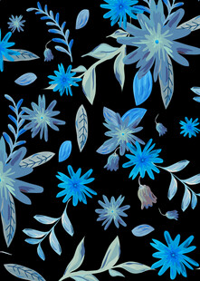 蓝色花卉图案背景纹理