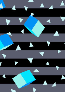 几何图案背景中的彩色方块