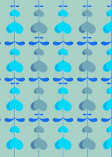 蓝绿渐变花朵图案背景