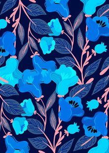 蓝调花卉图案纹理设计