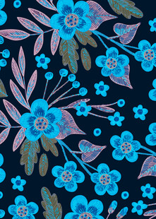 深蓝色底花卉图案纹理