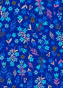 蓝色花卉植物图案背景