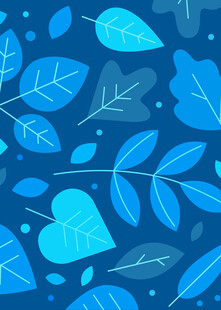 蓝色树叶心形图案背景
